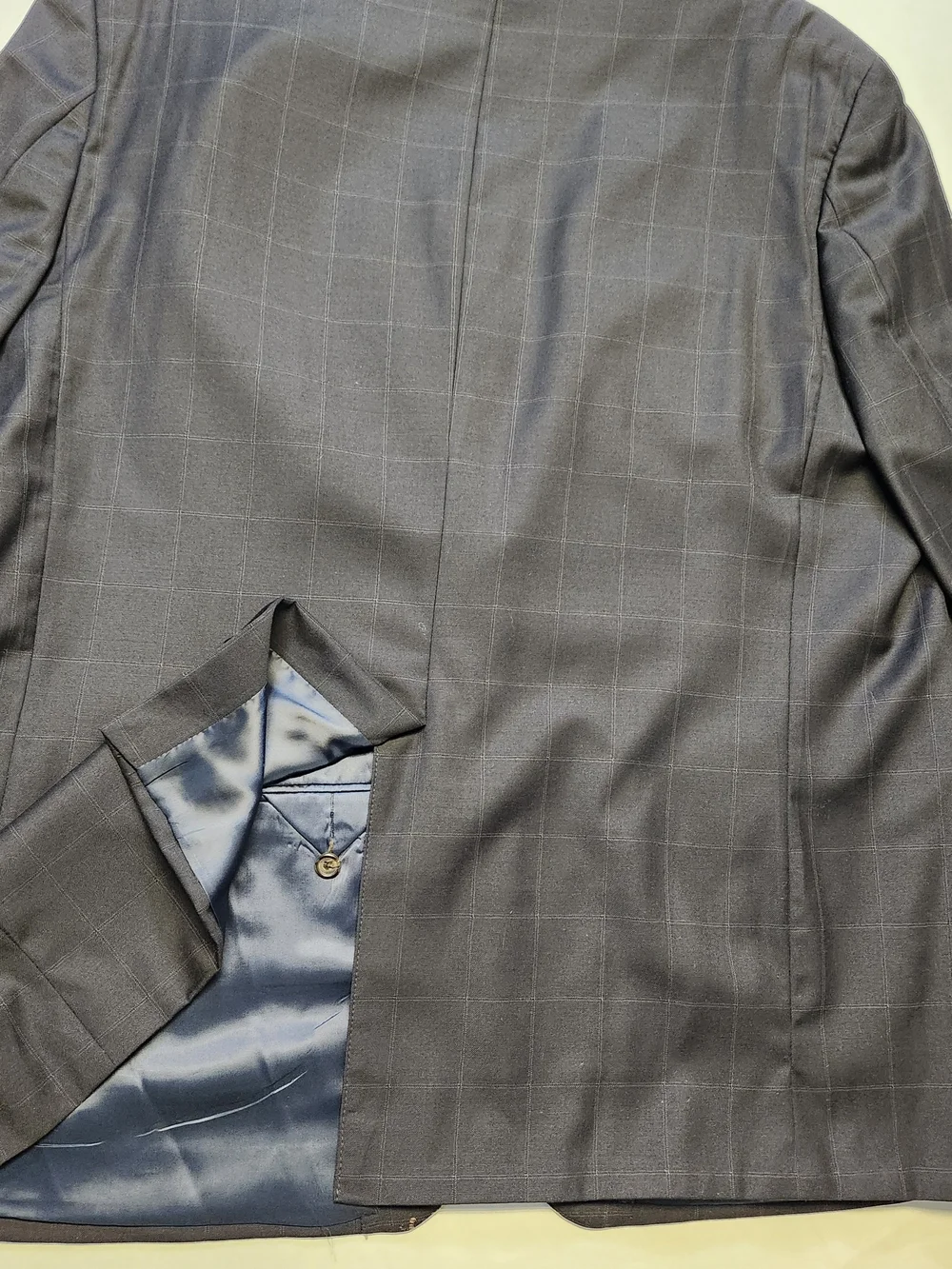 Ralph Lauren 100% Wool RRL Windowpane Blazer Sport Coat Men 50L Navy Blue EUC